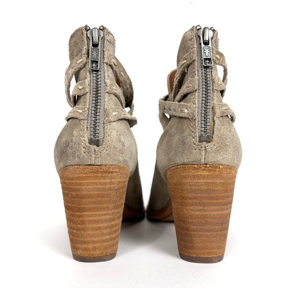 Frye Naomi Pickstitch Booties Ash Soft Oiled Italian Suede Back Zip Size 7.5 - Picture 6 of 9